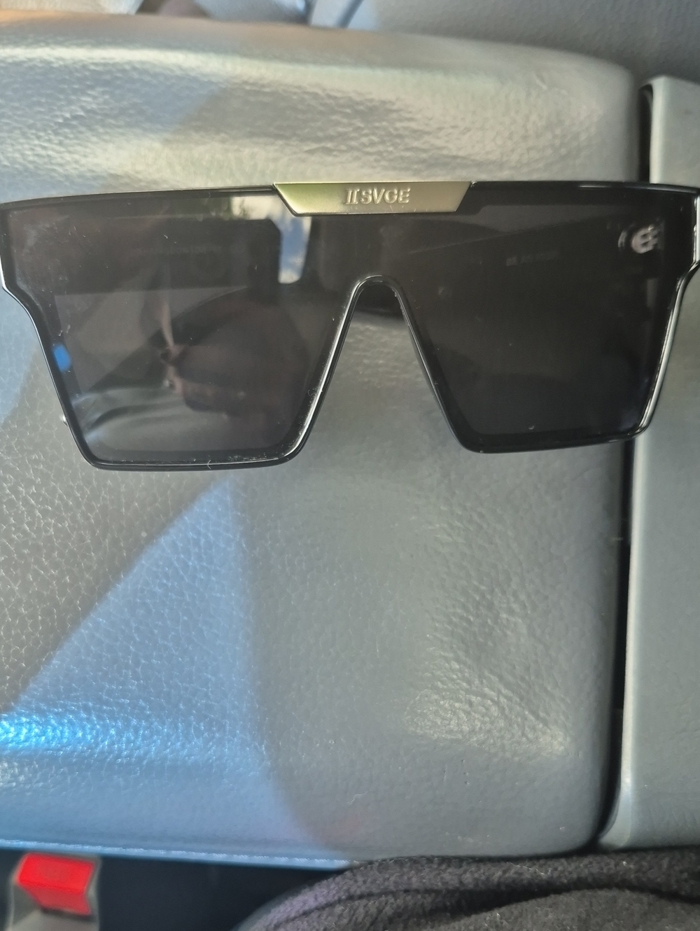 IISVGE Black Shield Sunglasses with Silver  Accent